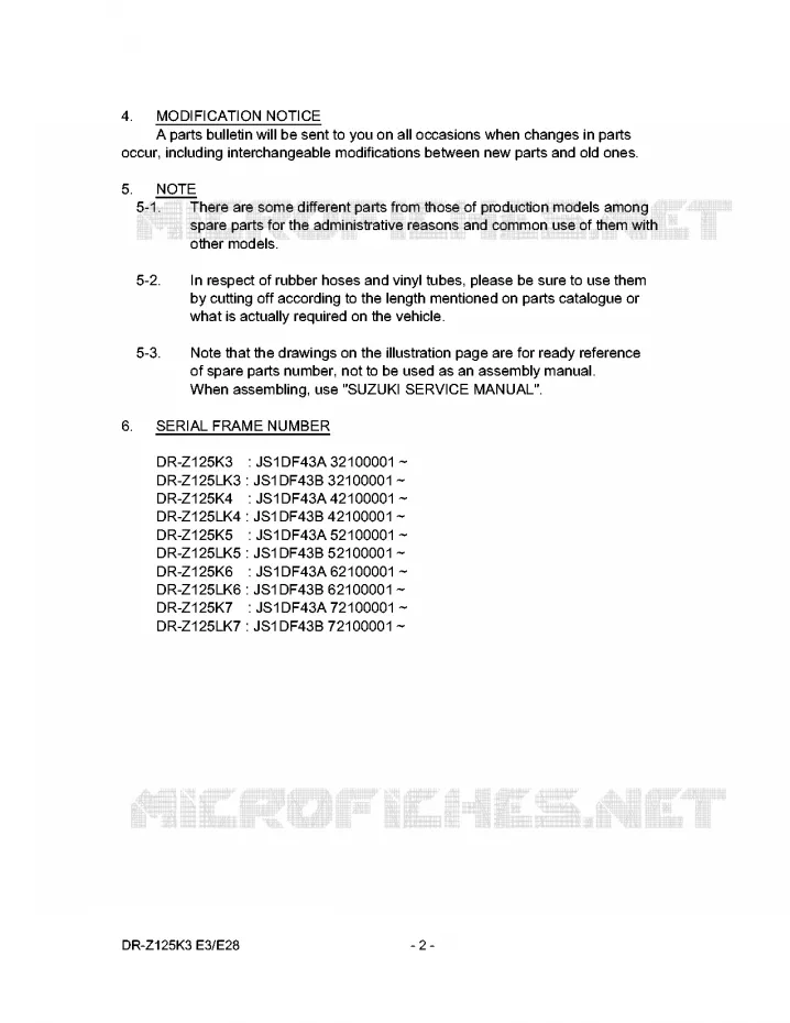 * CATALOG PREFACE * Suzuki MOTO 125 DR-Z 2005  DR-Z125K5(E3/E28)