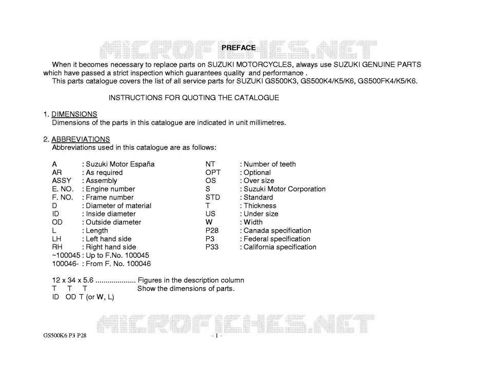 * CATALOG PREFACE * Suzuki MOTO 500 GS-E 2004  GS500K4(P3)