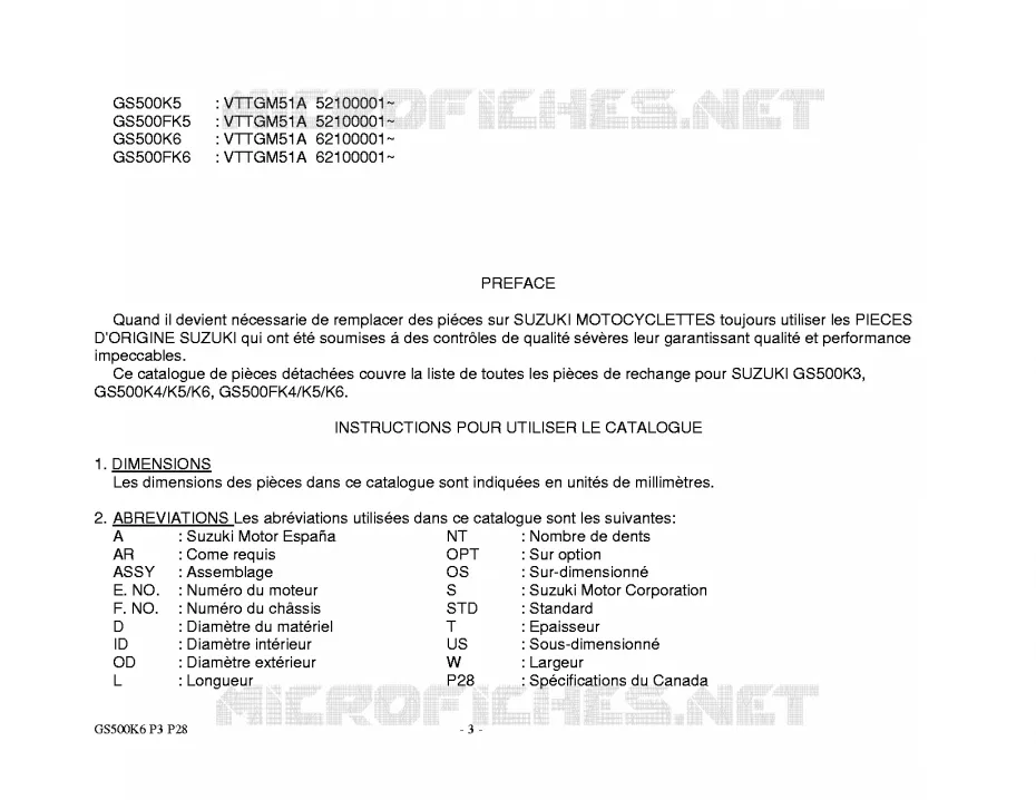 * CATALOG PREFACE * Suzuki MOTO 500 GS-E 2005  GS500K5(P3)
