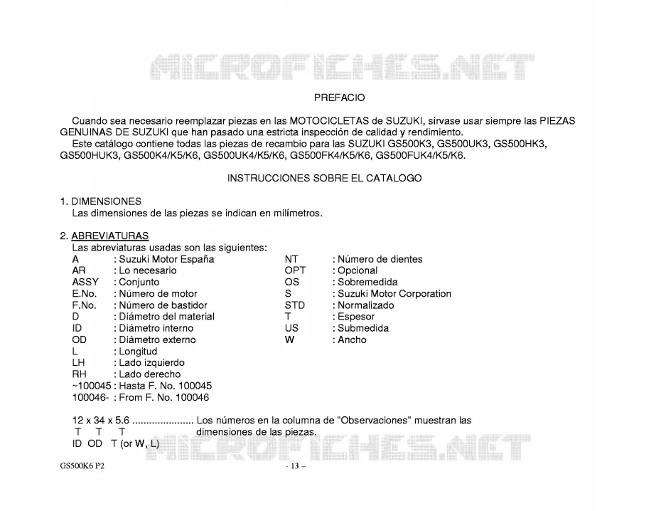 * CATALOG PREFACE * Suzuki MOTO 500 GS-F 2006  GS500FUK6(P19)
