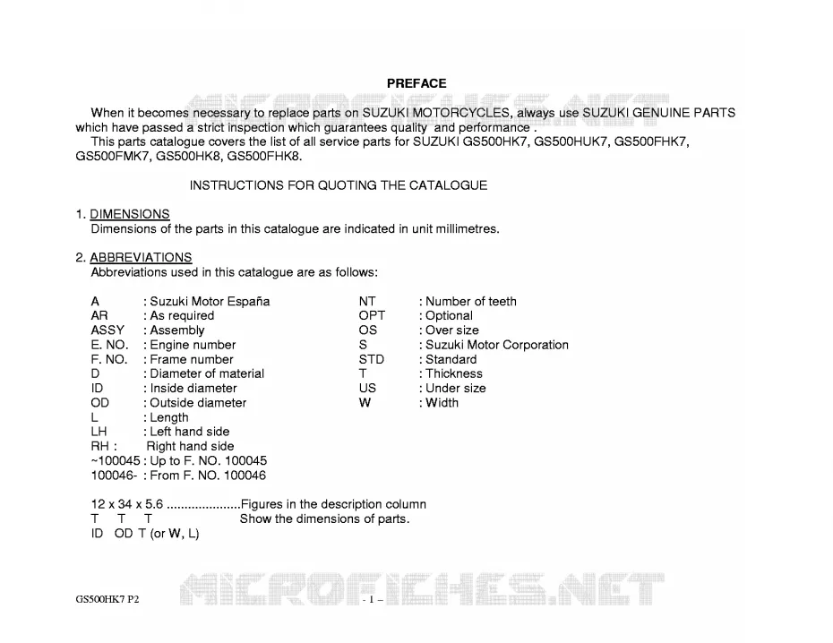 * CATALOG PREFACE * Suzuki MOTO 500 GS-F 2007  GS500FHK7(P02)