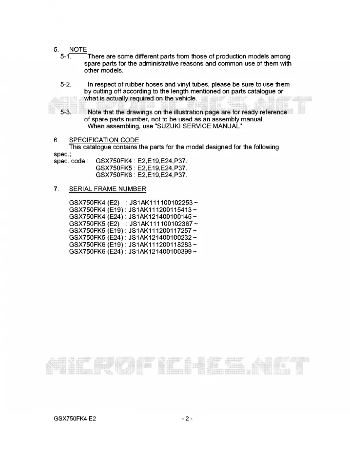 * CATALOG PREFACE * Suzuki MOTO 750 GSX-F 2004  GSX750FK4(E2)