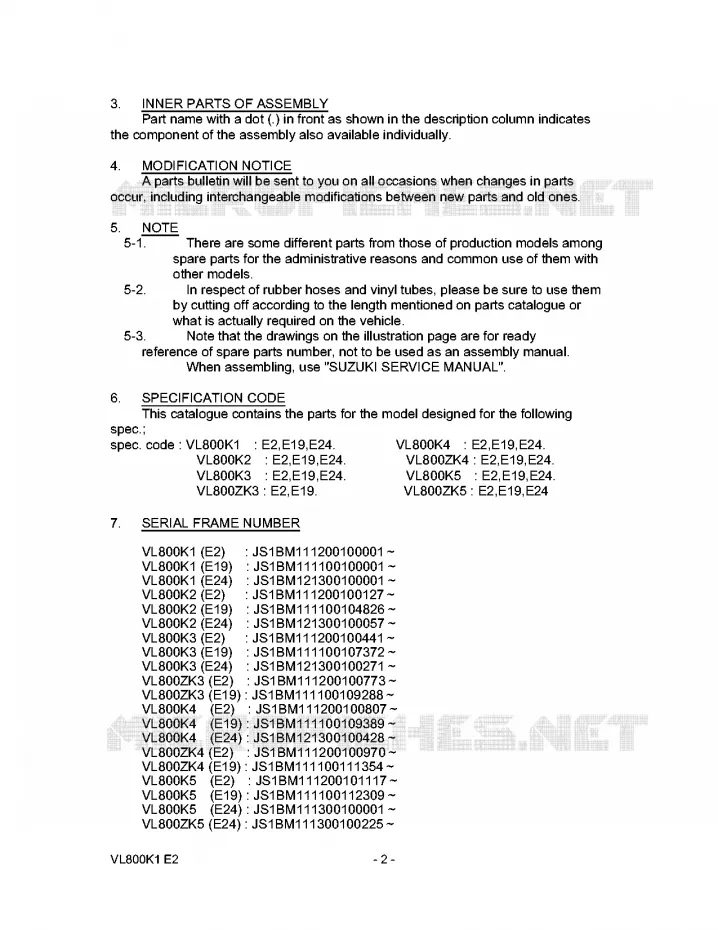 * CATALOG PREFACE * Suzuki MOTO 800 VOLUSIA 2003  VL800ZK3(E2)