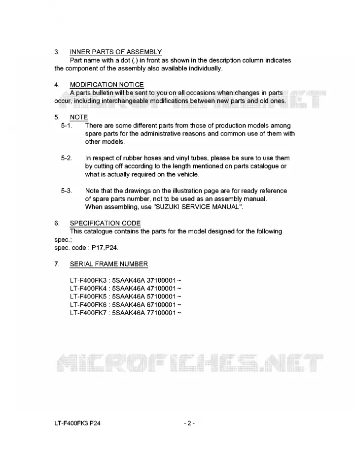* CATALOG PREFACE * Suzuki QUAD 400 EIGER 2004  LT-F400FK4(P24)