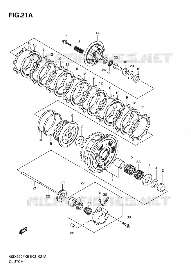 CLUTCH (MODEL K9/L0) Suzuki MOTO 650 GSX-F 2010  GSX650FUAL0(E2)