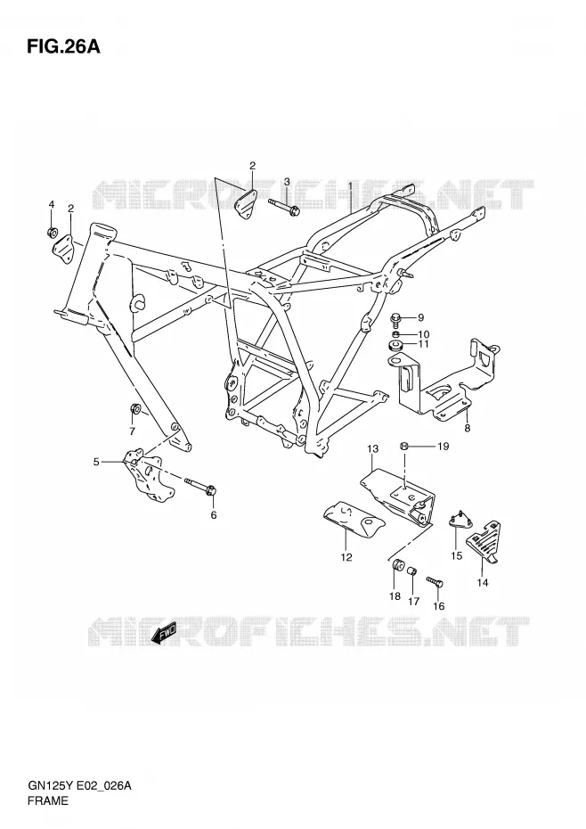 FRAME (MODEL Y/K1) Suzuki MOTO 125 GN 2000  GN125Y(E4)