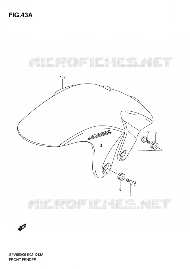 FRONT FENDER (MODEL L0) Suzuki MOTO 650 GLADIUS 2010  SFV650UL0(E2)