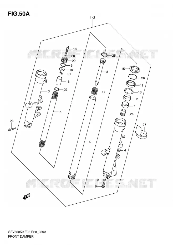FRONT FORK (SFV650AL0) Suzuki MOTO 650 GLADIUS 2010  SFV650L0(E3/E28)
