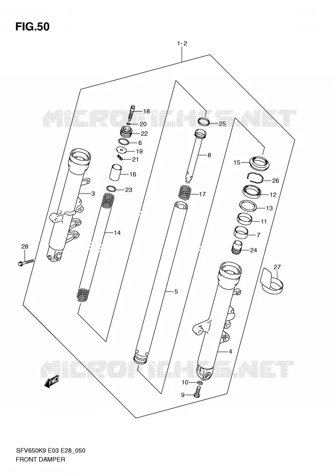 FRONT FORK (SFV650K9/L0) Suzuki MOTO 650 GLADIUS 2010  SFV650L0(E3/E28)