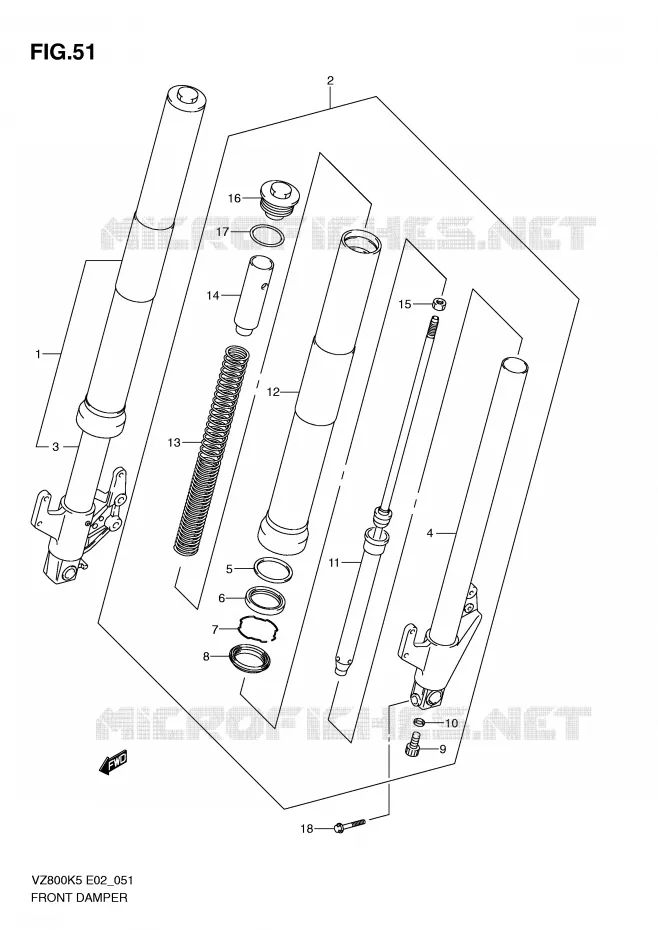 FRONT FORK Suzuki MOTO 800 MARAUDER 2007  VZ800ZK7(E2)