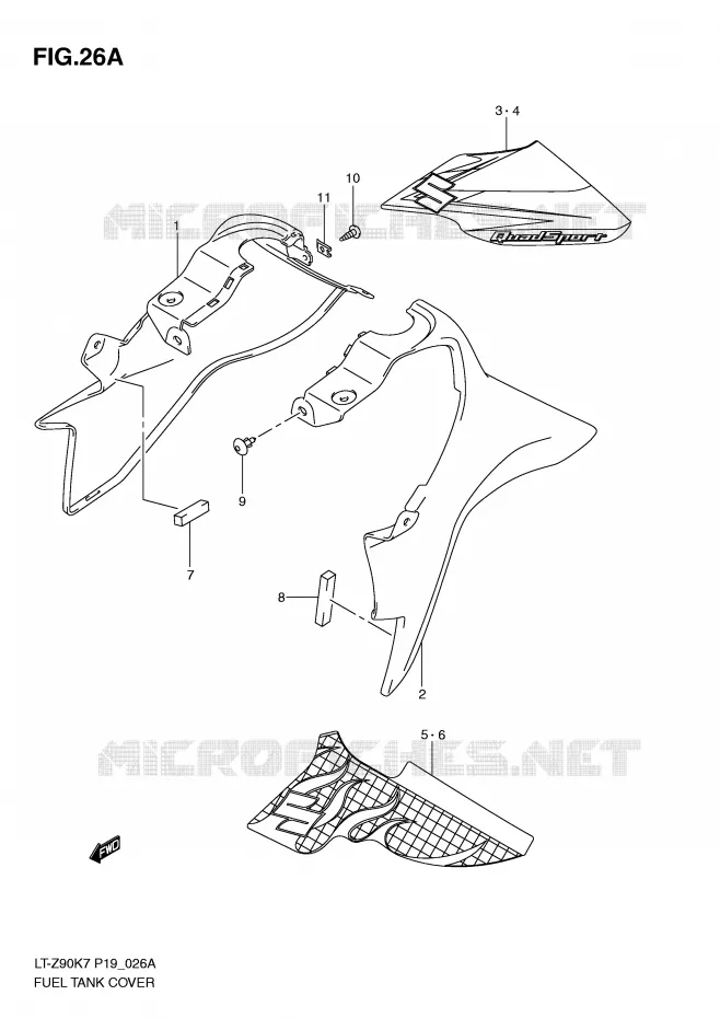 FUEL TANK COVER (MODEL L0) Suzuki QUAD 90 QUADSPORT 2009  LT-Z90K9(P19)