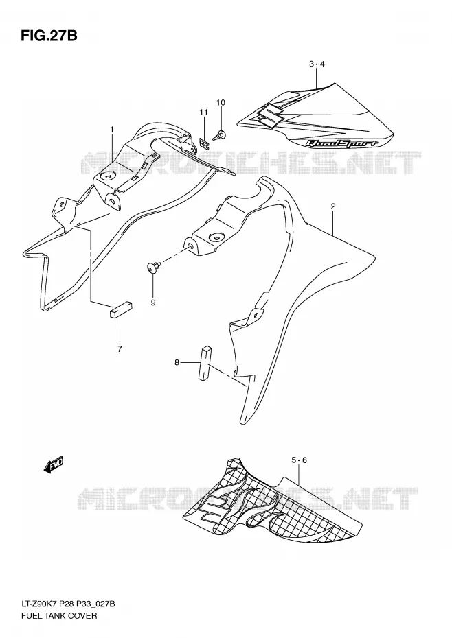 FUEL TANK COVER (MODEL L0) Suzuki QUAD 90 QUADSPORT 2009  LT-Z90K9(P28/P33)