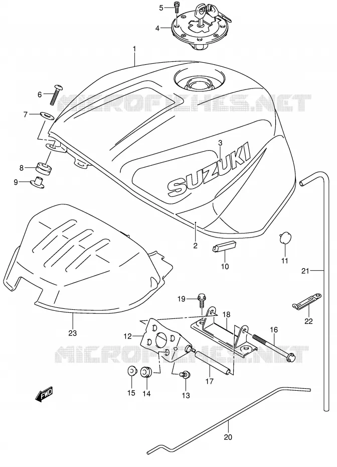 FUEL TANK (MODEL K2) Suzuki MOTO 750 GSX-R 2001  GSX-R750U1K1(E2)