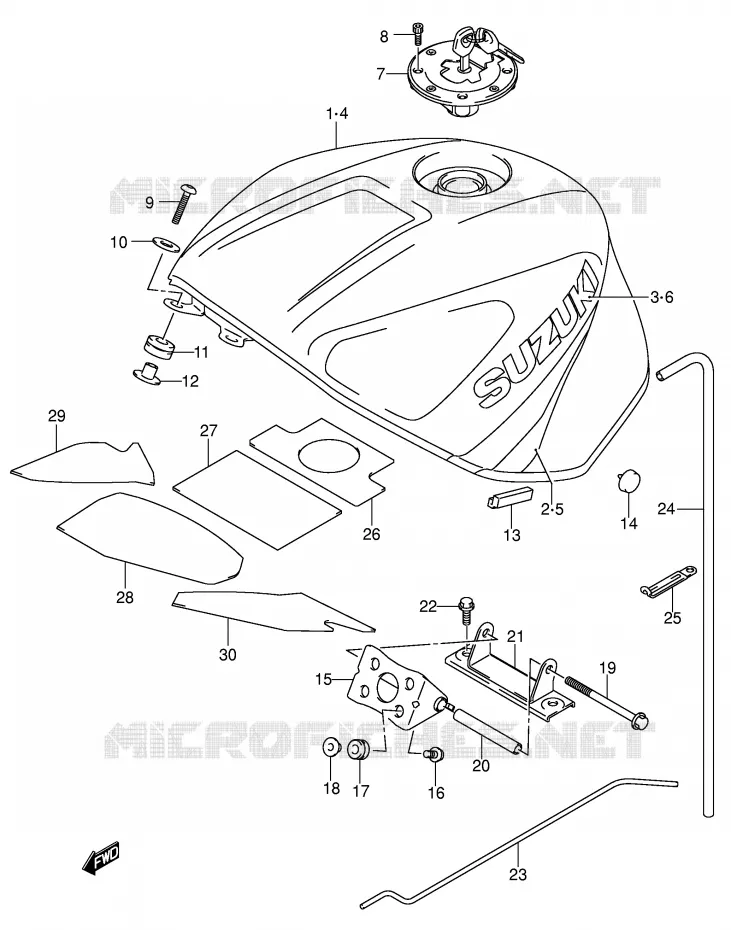 FUEL TANK (MODEL Y) Suzuki MOTO 750 GSX-R 2001  GSX-R750U2K1(E2)