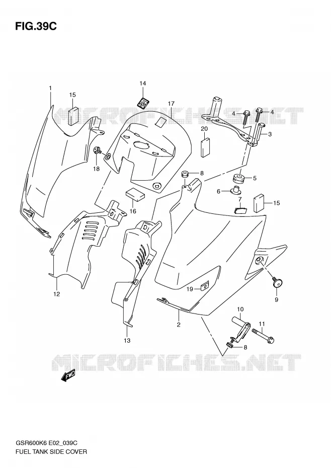 FUEL TANK SIDE COVER (MODEL L0) Suzuki MOTO 600 GSR 2010  GSR600AL0(E2)