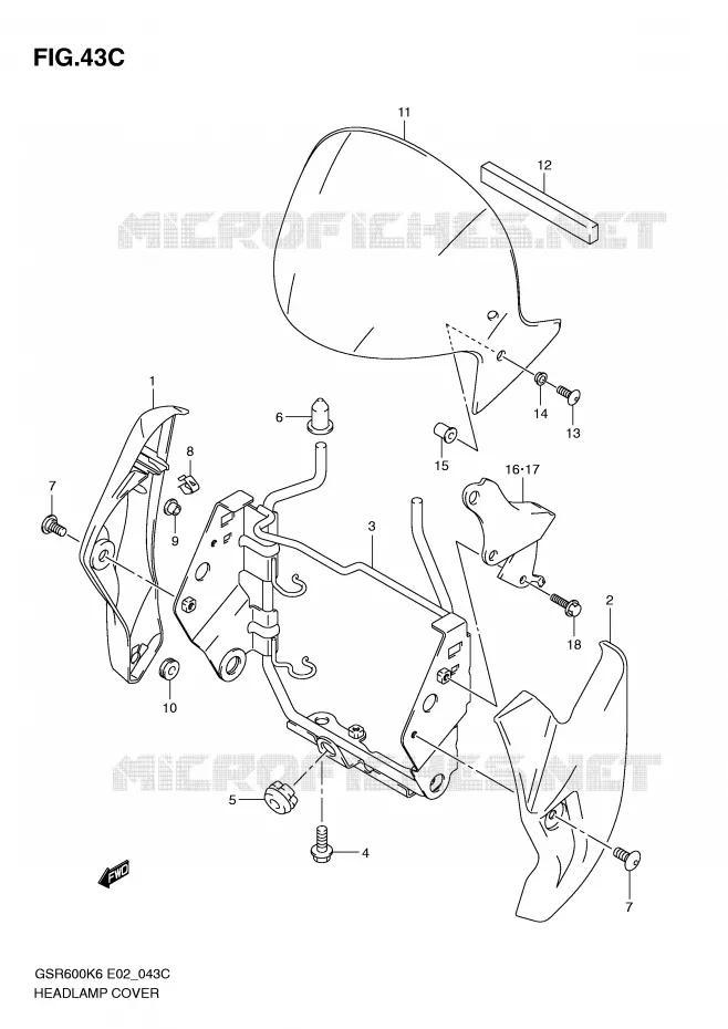 HEADLIGHT COVER (MODEL L0) Suzuki MOTO 600 GSR 2007  GSR600K7(E2)