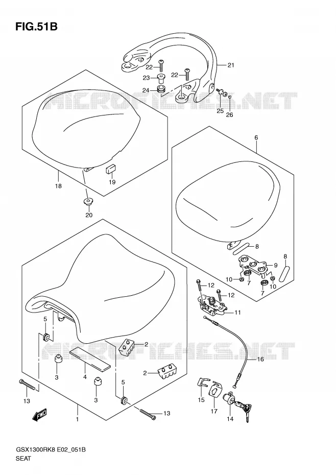 SEAT (MODEL L0) Suzuki MOTO 1300 HAYABUSA 2010  GSX1300RL0(E2)