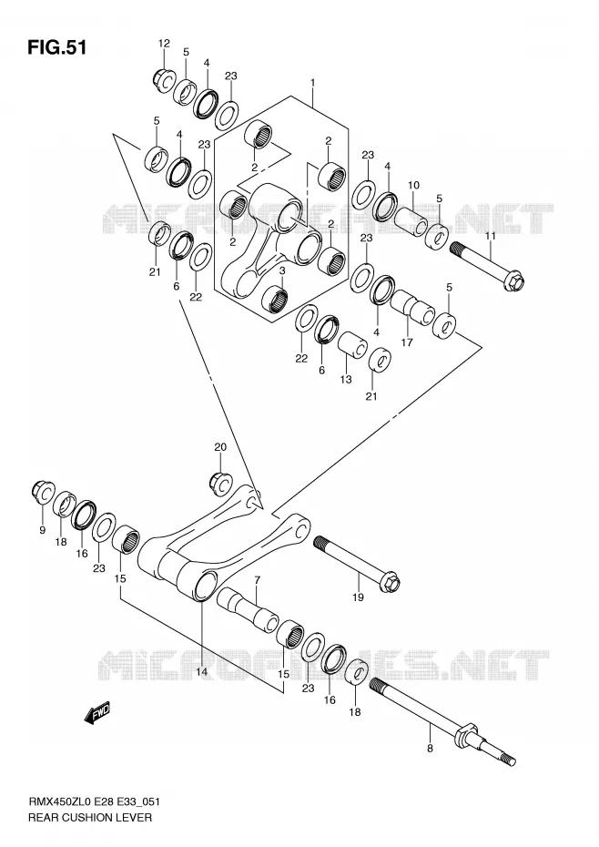 SHOCK ABSORBER LINKAGE Suzuki MOTO 450 RMX-Z 2010  RMX450ZL0(E28/E33)