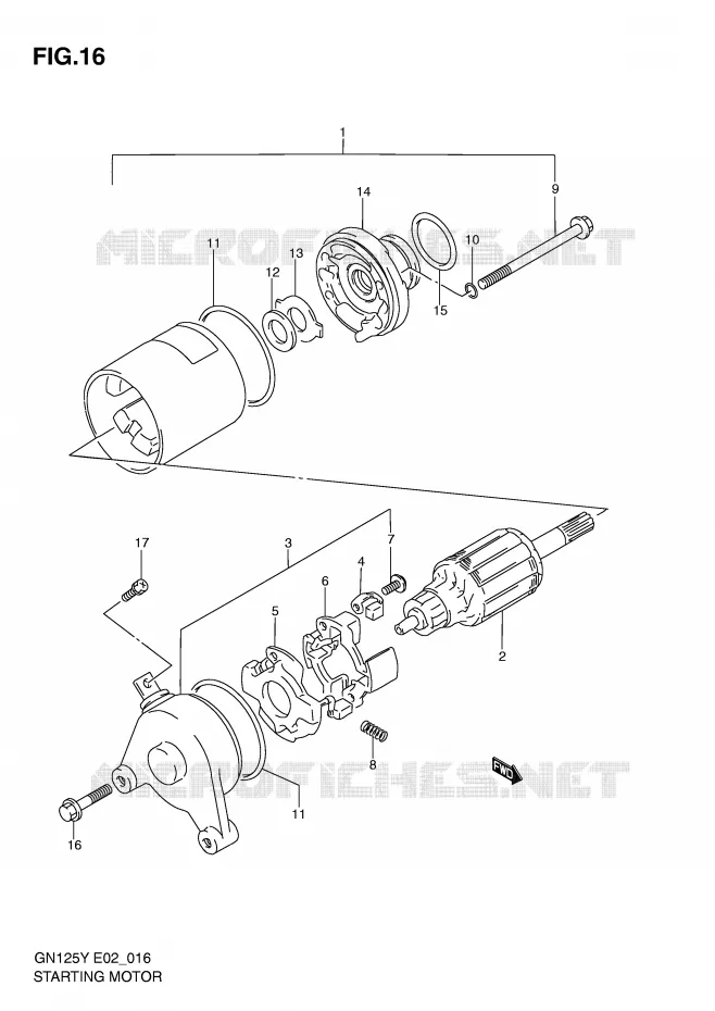 STARTER MOTOR (MODEL V/W/X/Y) Suzuki MOTO 125 GN 1997  GN125V(E2)