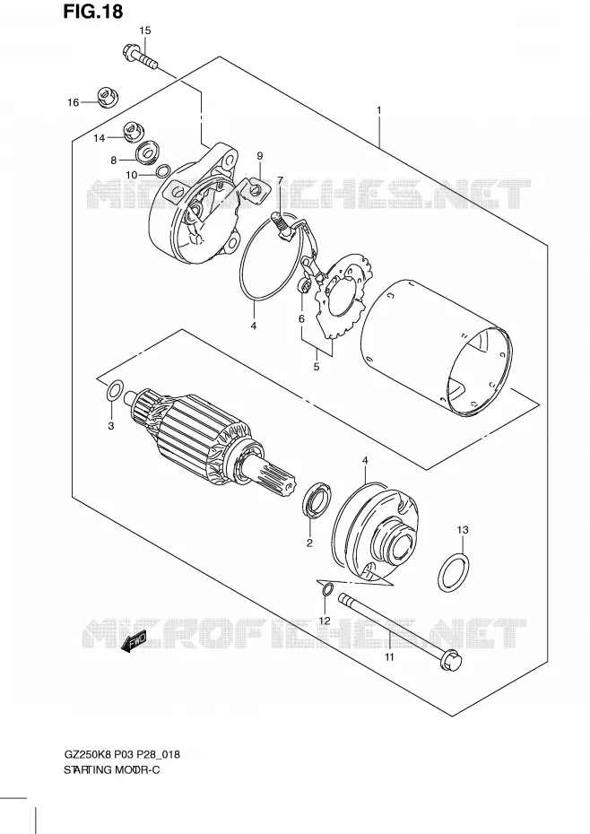 STARTER MOTOR Suzuki MOTO 250 MARAUDER 2010  GZ250L0(P3)