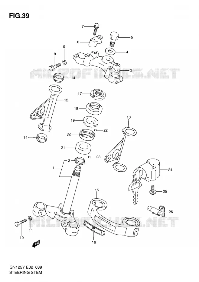 STEERING COLUMN (MODEL V/W/X) Suzuki MOTO 125 GN 1997  GN125EV(E2)