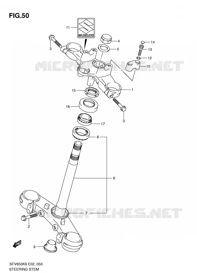 STEERING COLUMN Suzuki MOTO 650 GLADIUS 2010  SFV650L0(E2)