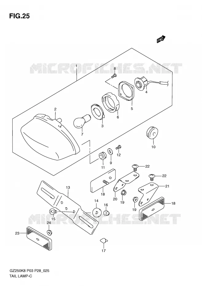 TAIL LIGHT Suzuki MOTO 250 MARAUDER 2010  GZ250L0(P3)