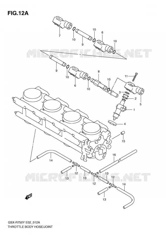 THROTTLE BODY HOSE/JOINT (MODEL K1) Suzuki MOTO 750 GSX-R 2000  GSX-R750U1Y(E2)