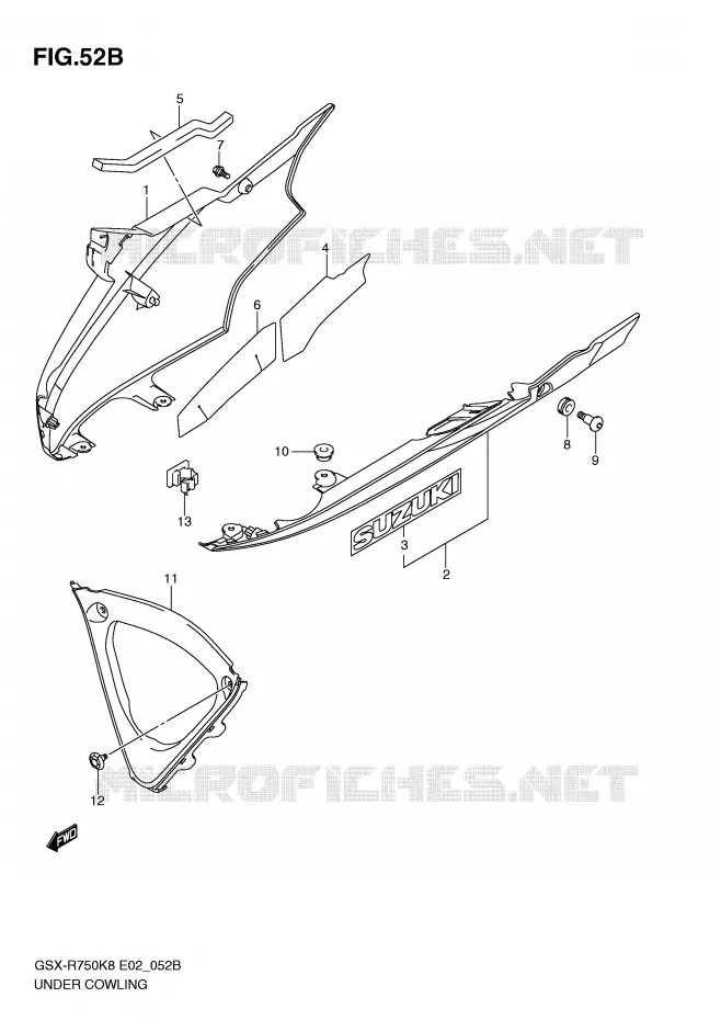 UNDER COWLING (MODEL L0) Suzuki MOTO 750 GSX-R 2010  GSX-R750L0(E2)