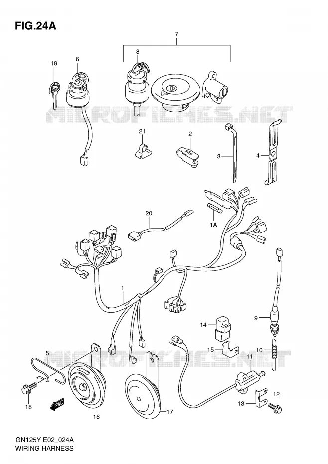WIRING HARNESS (MODEL V/W/X/Y/K1 E1,E30) Suzuki MOTO 125 GN 1999  GN125UX(E2)