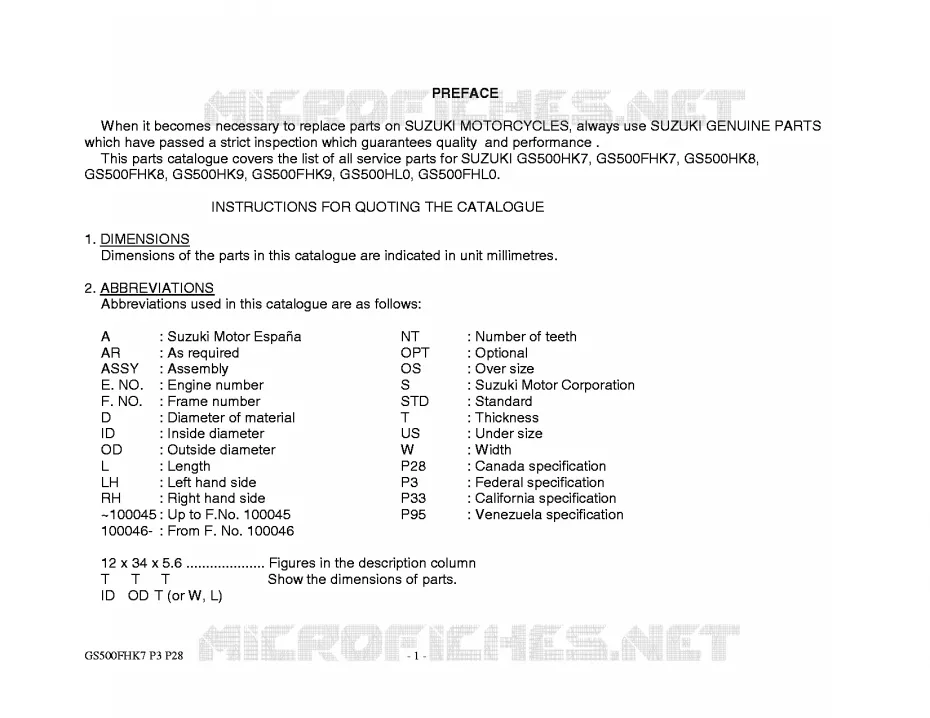 * CATALOG PREFACE * Suzuki MOTO 500 GS-F 2009  GS500FHK9(P3)