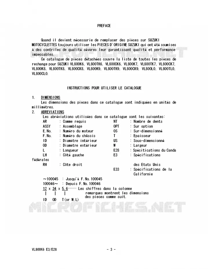 * CATALOG PREFACE * Suzuki MOTO 800 VOLUSIA 2009  VL800K9(E3/E28)