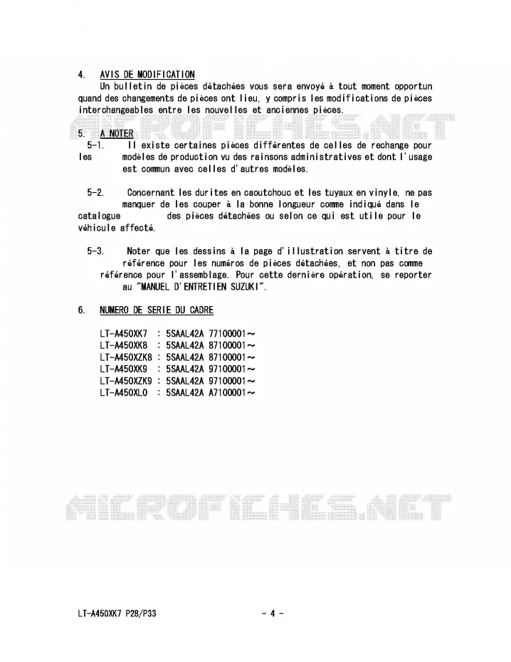 * CATALOG PREFACE * Suzuki QUAD 450 KINGQUAD 2009  LT-A450XZK9(P28/P33)