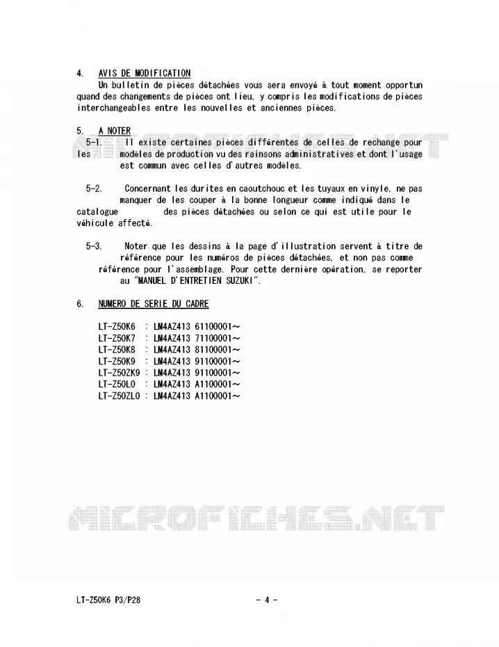 * CATALOG PREFACE * Suzuki QUAD 50 QUADSPORT 2010  LT-Z50L0(P3/P28)