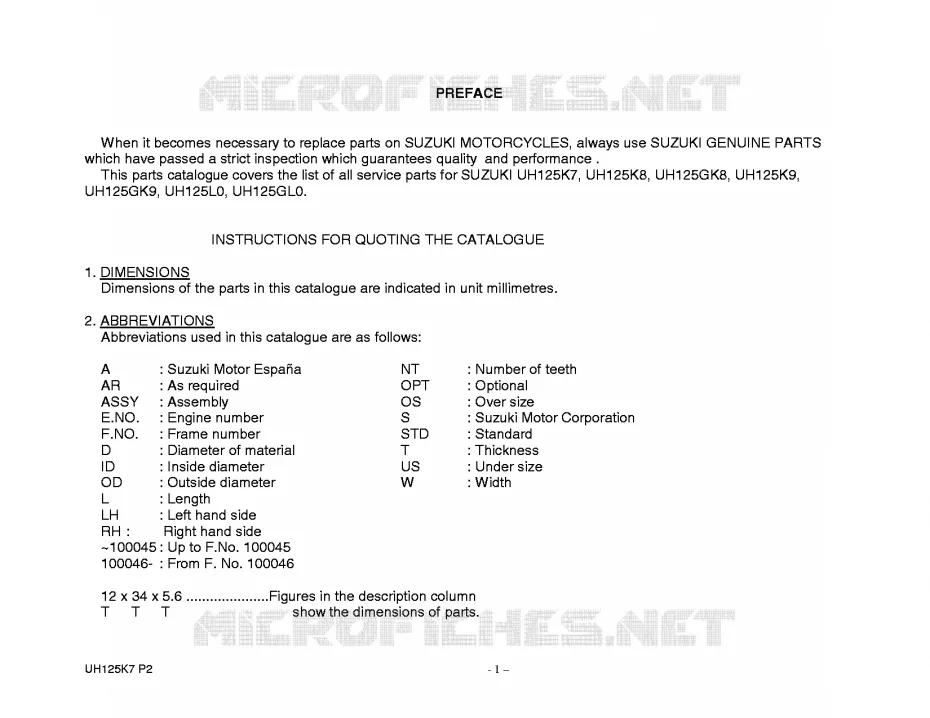 * CATALOG PREFACE * Suzuki SCOOTER 125 BURGMAN 2011  UH125GL0(P2)