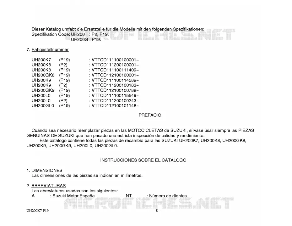 * CATALOG PREFACE * Suzuki SCOOTER 200 BURGMAN 2008  UH200GK8(P19)