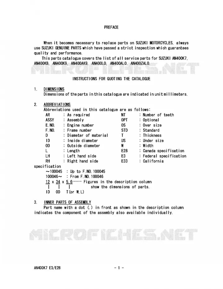 * CATALOG PREFACE * Suzuki SCOOTER 400 BURGMAN 2010  AN400L0(E3/E28)