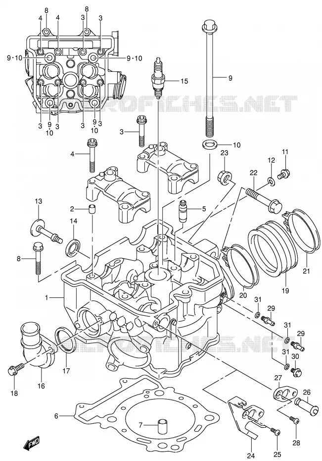 CYLINDER HEAD Suzuki MOTO 400 DR-Z 2000  DR-Z400EY(E3/E28)