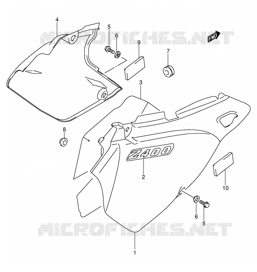 FAIRING (MODEL Y/K1/K2) Suzuki MOTO 400 DR-Z 2001  DR-Z400K1(E3/E28)