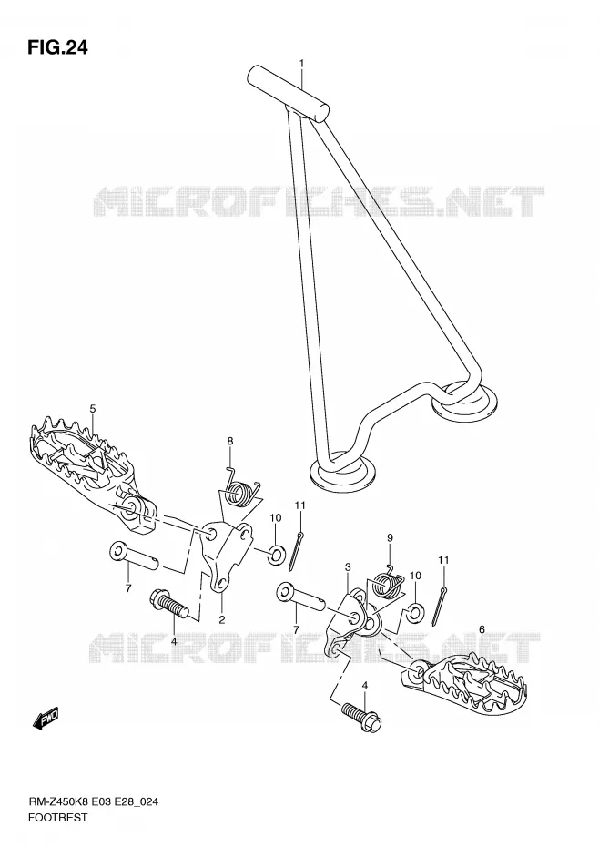 FOOTREST (RM-Z450K8/K9/L0) Suzuki MOTO 450 RM-Z 2011  RM-Z450L1(E3/E28)
