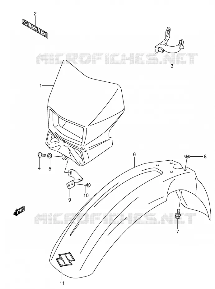 FRONT FENDER (MODEL K2/K3/K4) Suzuki MOTO 400 DR-Z 2000  DR-Z400Y(E3/E28)