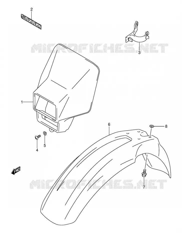 FRONT FENDER (MODEL Y/K1) Suzuki MOTO 400 DR-Z 2000  DR-Z400Y(E3/E28)