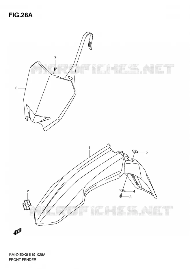 FRONT FENDER (RM-Z450L1) Suzuki MOTO 450 RM-Z 2012  RM-Z450L1(E19)