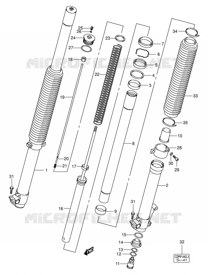 FRONT FORK Suzuki MOTO 400 DR-Z 2004  DR-Z400EK4(E3/E28)