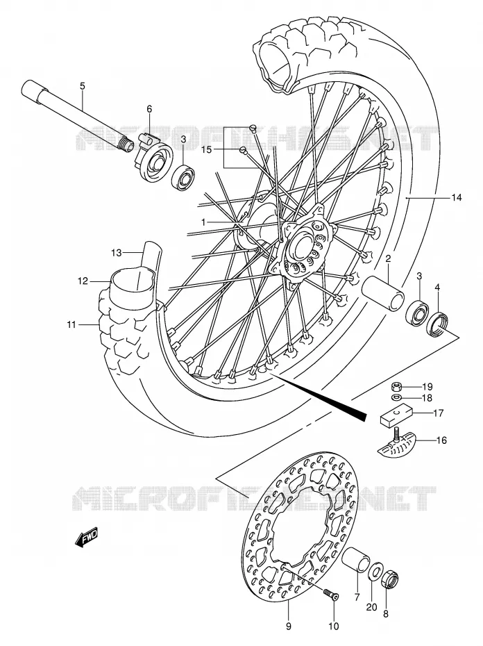 FRONT WHEEL Suzuki MOTO 400 DR-Z 2000  DR-Z400Y(E3/E28)