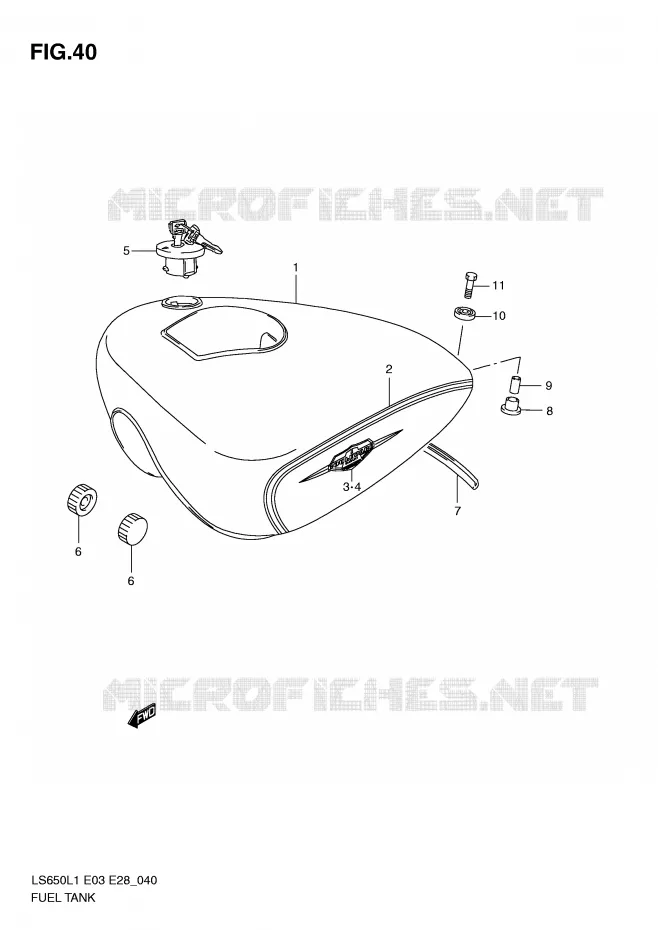 FUEL TANK (LS650L1 E28) Suzuki MOTO 650 BOULEVARD 2011  LS650L1(E3/E28)