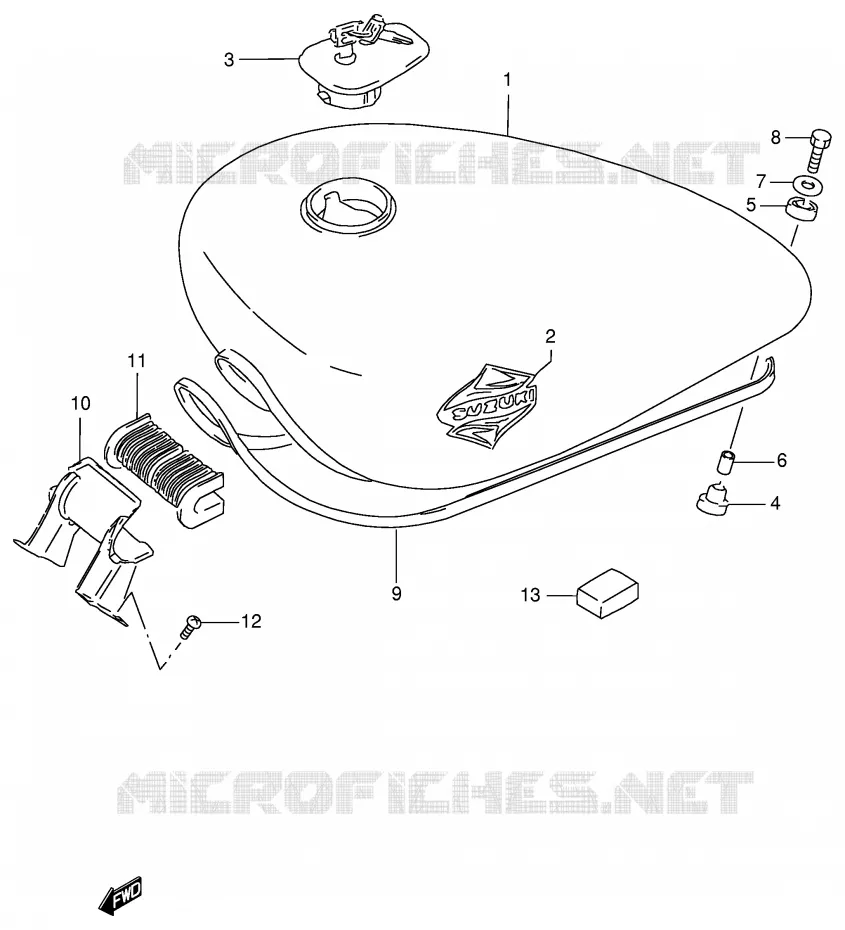 FUEL TANK (MODEL T) Suzuki MOTO 600 INTRUDER 1996  VS600GLFT(E2)