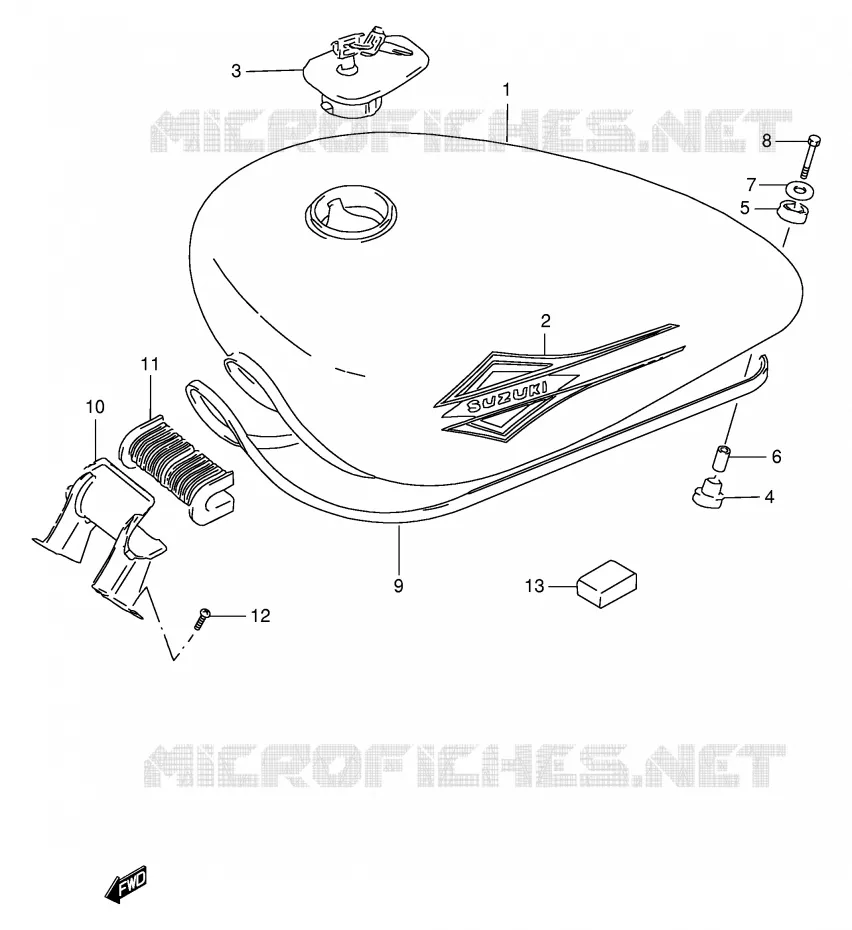 FUEL TANK (MODEL V) Suzuki MOTO 600 INTRUDER 1995  VS600GLS(E2)