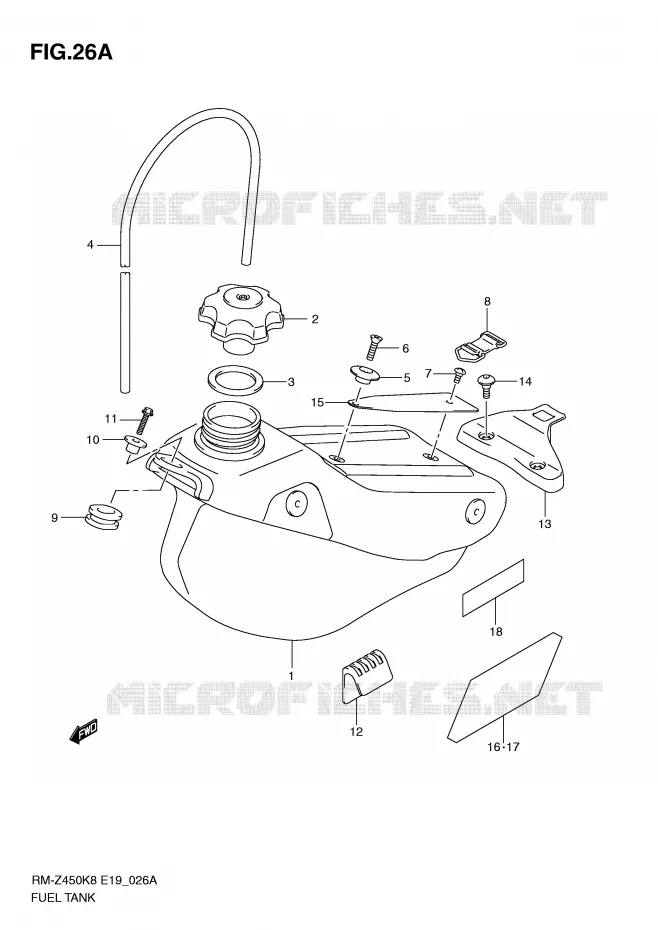FUEL TANK (RM-Z450L1) Suzuki MOTO 450 RM-Z 2011  RM-Z450L1(E19)
