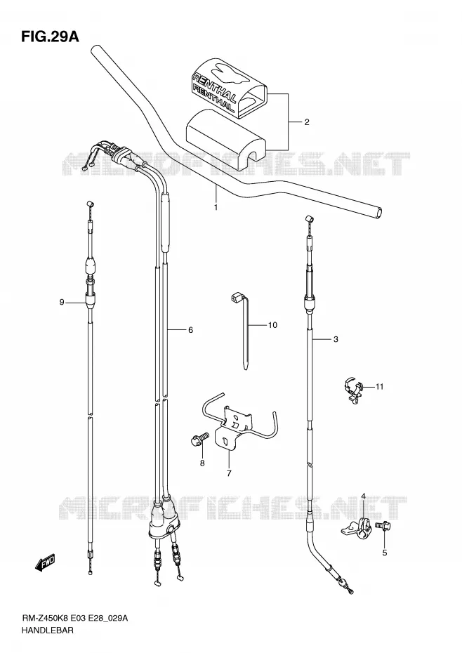 HANDLEBAR (RM-Z450L1) Suzuki MOTO 450 RM-Z 2009  RM-Z450K9(E3/E28)